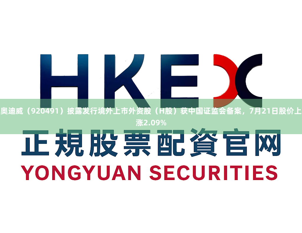 奥迪威（920491）披露发行境外上市外资股（H股）获中国证监会备案，7月21日股价上涨2.09%