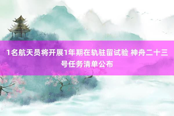 1名航天员将开展1年期在轨驻留试验 神舟二十三号任务清单公布