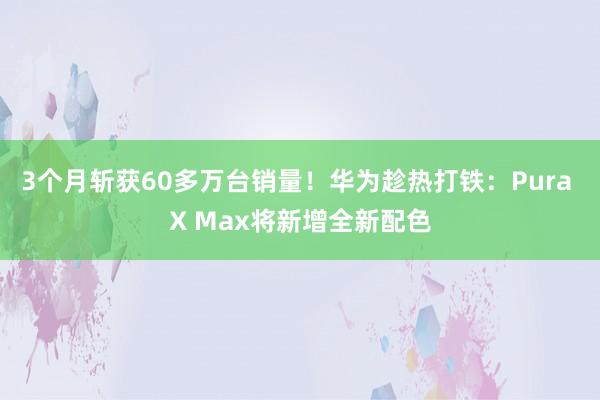 3个月斩获60多万台销量!华为趁热打铁:Pura X Max将新增全新配色