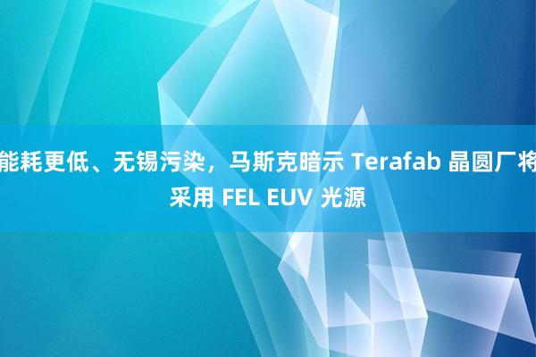 能耗更低、无锡污染，马斯克暗示 Terafab 晶圆厂将采用 FEL EUV 光源