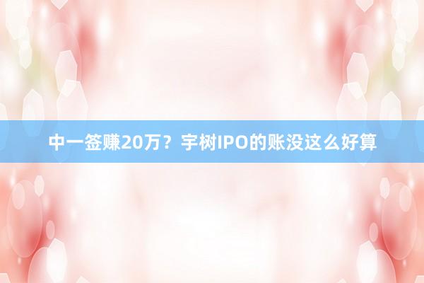 中一签赚20万？宇树IPO的账没这么好算