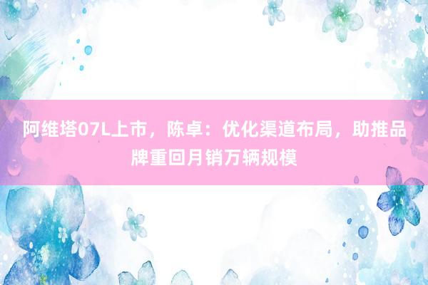 阿维塔07L上市，陈卓：优化渠道布局，助推品牌重回月销万辆规模