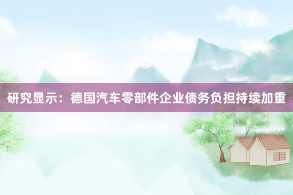 研究显示：德国汽车零部件企业债务负担持续加重