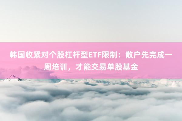 韩国收紧对个股杠杆型ETF限制：散户先完成一周培训，才能交易单股基金