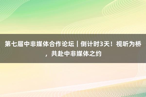 第七届中非媒体合作论坛｜倒计时3天！视听为桥，共赴中非媒体之约