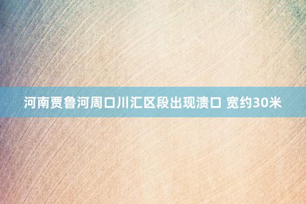 河南贾鲁河周口川汇区段出现溃口 宽约30米