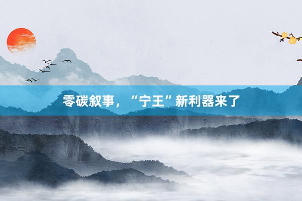 零碳叙事，“宁王”新利器来了