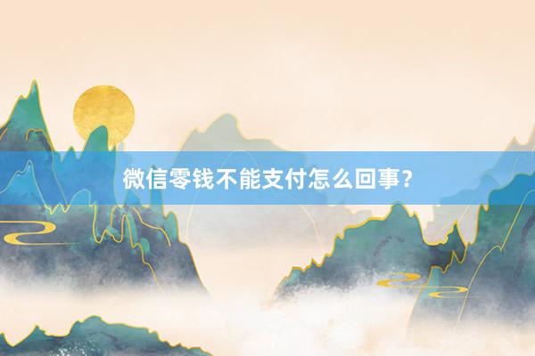 微信零钱不能支付怎么回事？