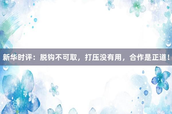 新华时评：脱钩不可取，打压没有用，合作是正道！