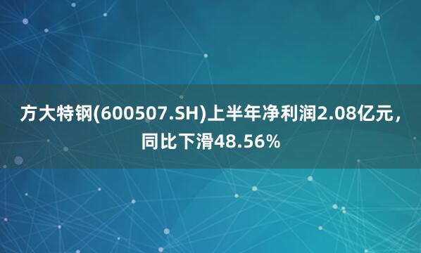 方大特钢(600507.SH)上半年净利润2.08亿元，同比下滑48.56%