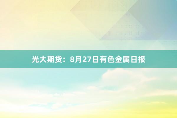 光大期货：8月27日有色金属日报
