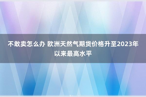 不敢卖怎么办 欧洲天然气期货价格升至2023年以来最高水平