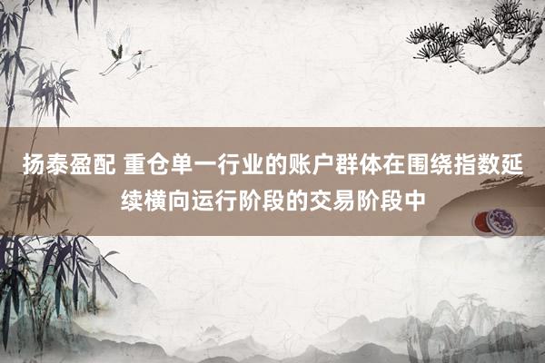 扬泰盈配 重仓单一行业的账户群体在围绕指数延续横向运行阶段的交易阶段中