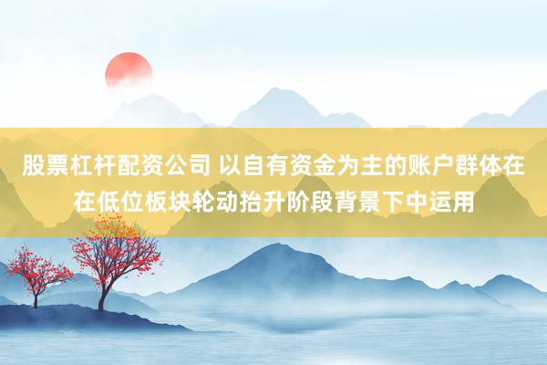 股票杠杆配资公司 以自有资金为主的账户群体在在低位板块轮动抬升阶段背景下中运用