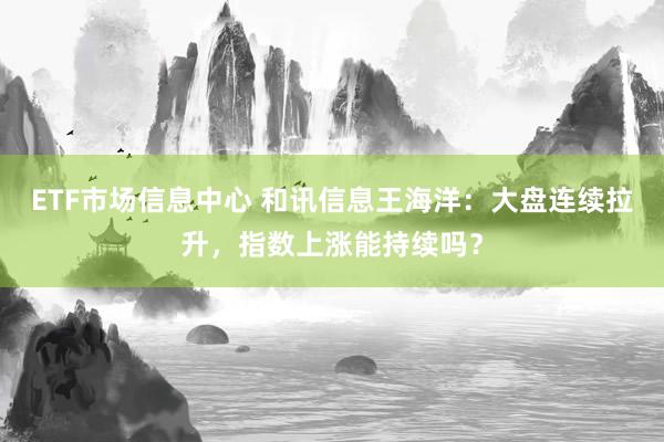 ETF市场信息中心 和讯信息王海洋：大盘连续拉升，指数上涨能持续吗？
