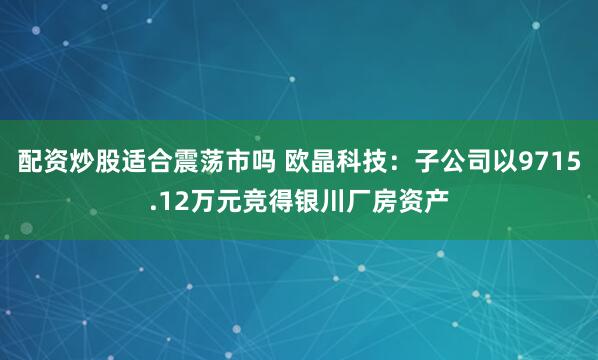 配资炒股适合震荡市吗 欧晶科技:子公司以9715.12万元竞得银川厂房资产