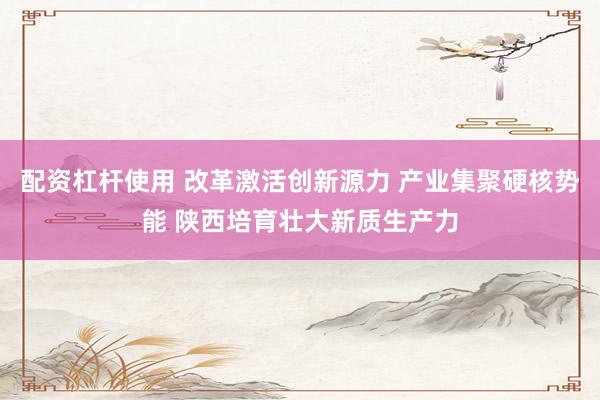 配资杠杆使用 改革激活创新源力 产业集聚硬核势能 陕西培育壮大新质生产力