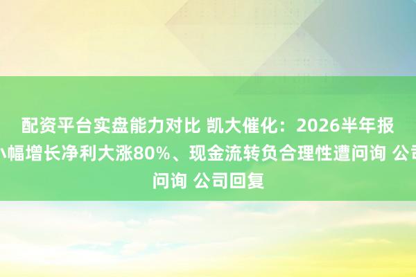 配资平台实盘能力对比 凯大催化：2026半年报营收小幅增长净利大涨80%、现金流转负合理性遭问询 公司回复