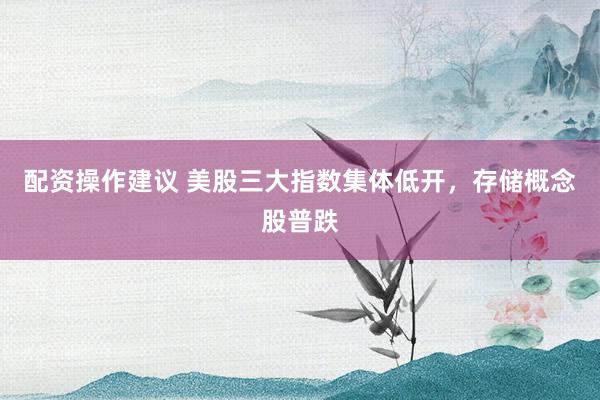 配资操作建议 美股三大指数集体低开，存储概念股普跌