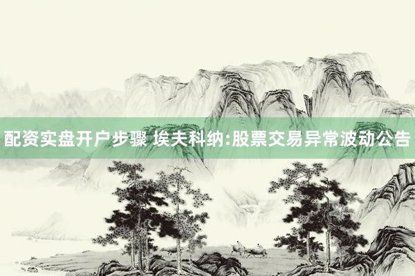 配资实盘开户步骤 埃夫科纳:股票交易异常波动公告